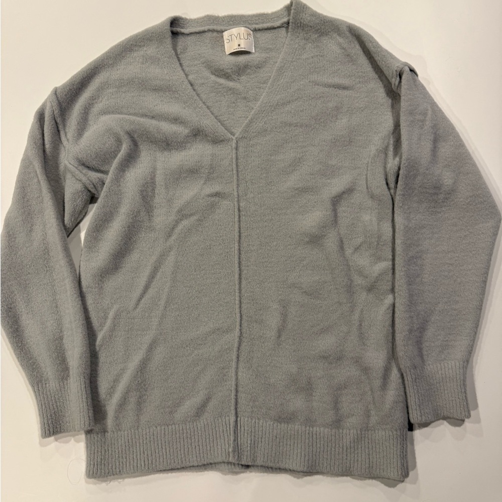 STYLUS baby blue  V-Neck Sweater for Women